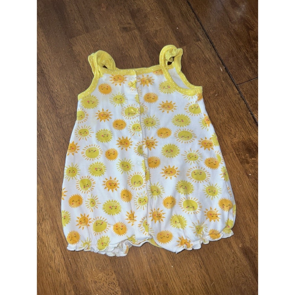Carter's‎ Baby Girl Romper Suns Print Yellow White Cotton 9M VGUC